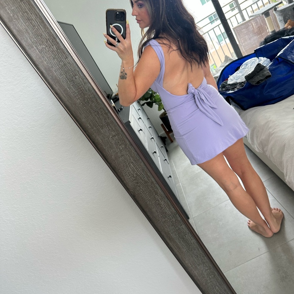 Lavender Ruched Mini Dress - Picture 5 of 7